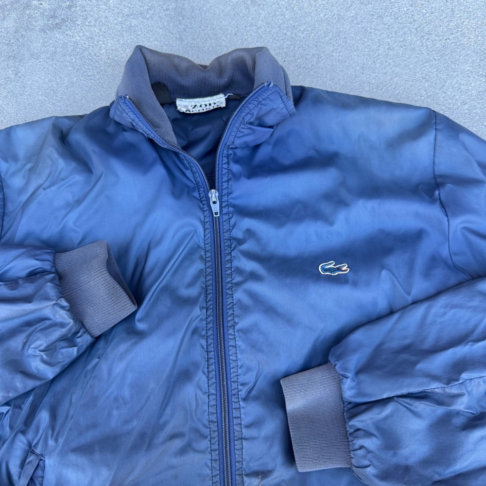 Vintage Izod Lacoste Harrington Bomber Jacket Navy Blue Nylon Windbreaker Mens L